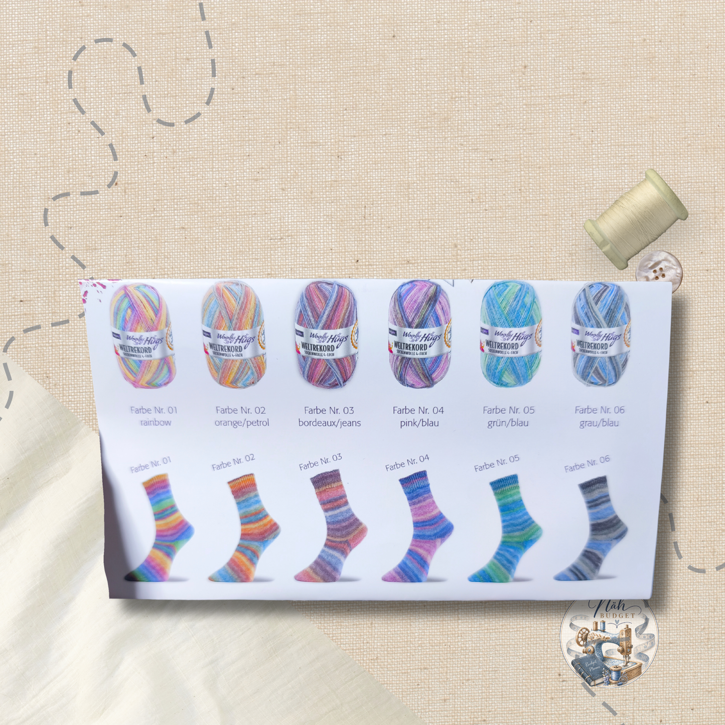 Woolly Hugs Weltrekord Sockenwolle – 4-fach | Verschiedene Farben | 100 g I
