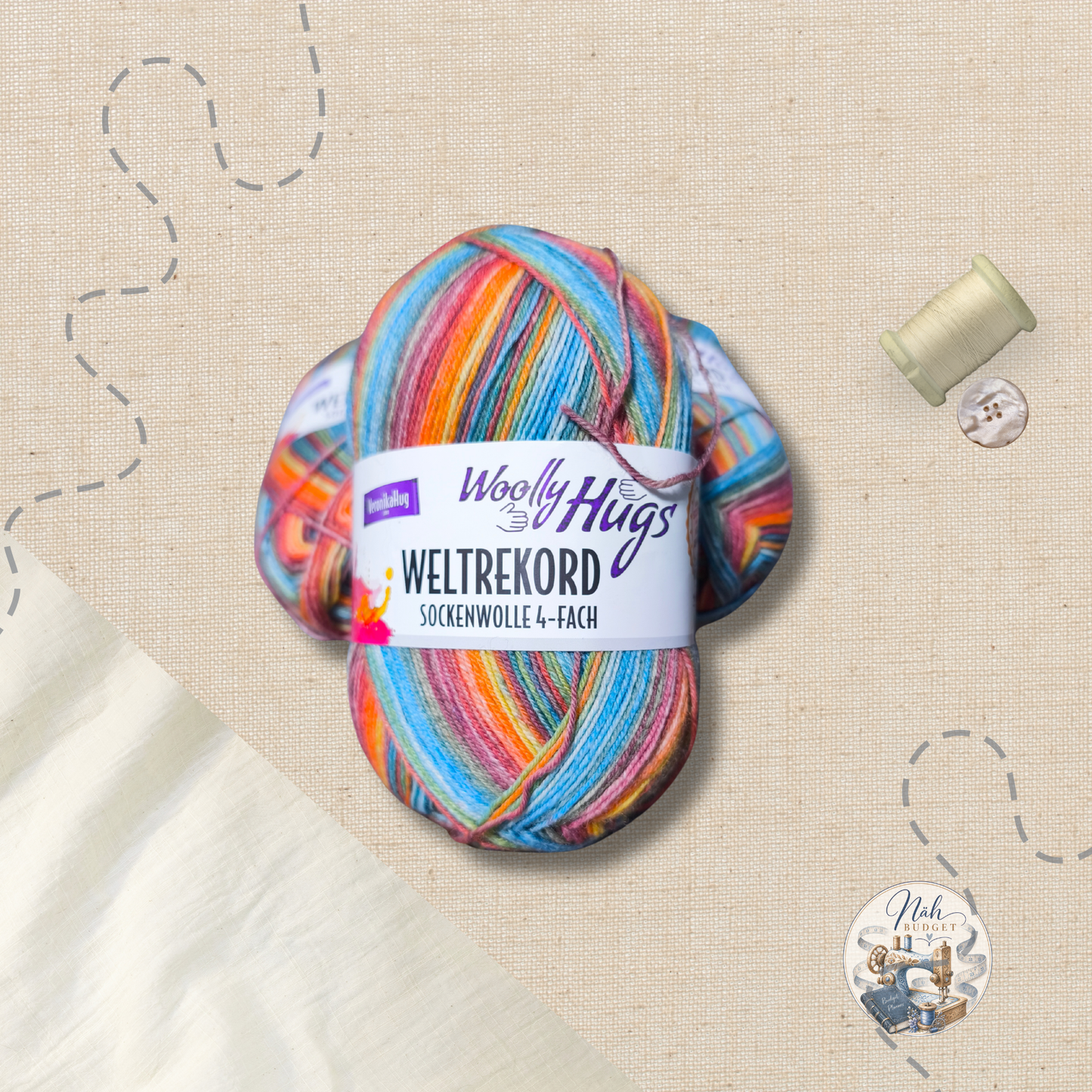 Woolly Hugs Weltrekord Sockenwolle – 4-fach | Verschiedene Farben | 100 g I