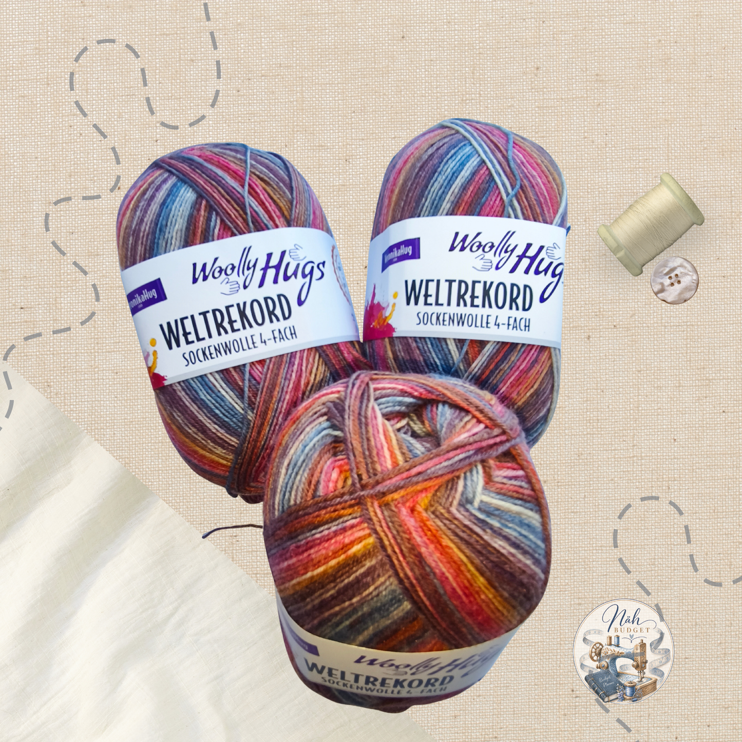 Woolly Hugs Weltrekord Sockenwolle – 4-fach | Verschiedene Farben | 100 g I